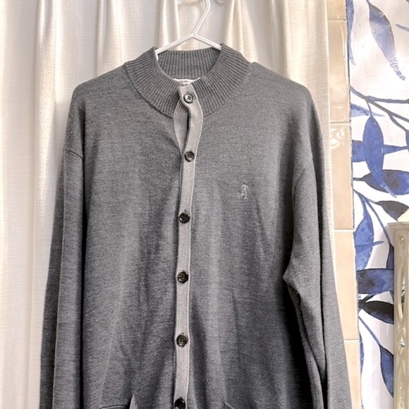 Men’s Peter Millar Gray 100% Merino Wool Cardigan Sweater Size Large - Picture 2 of 8